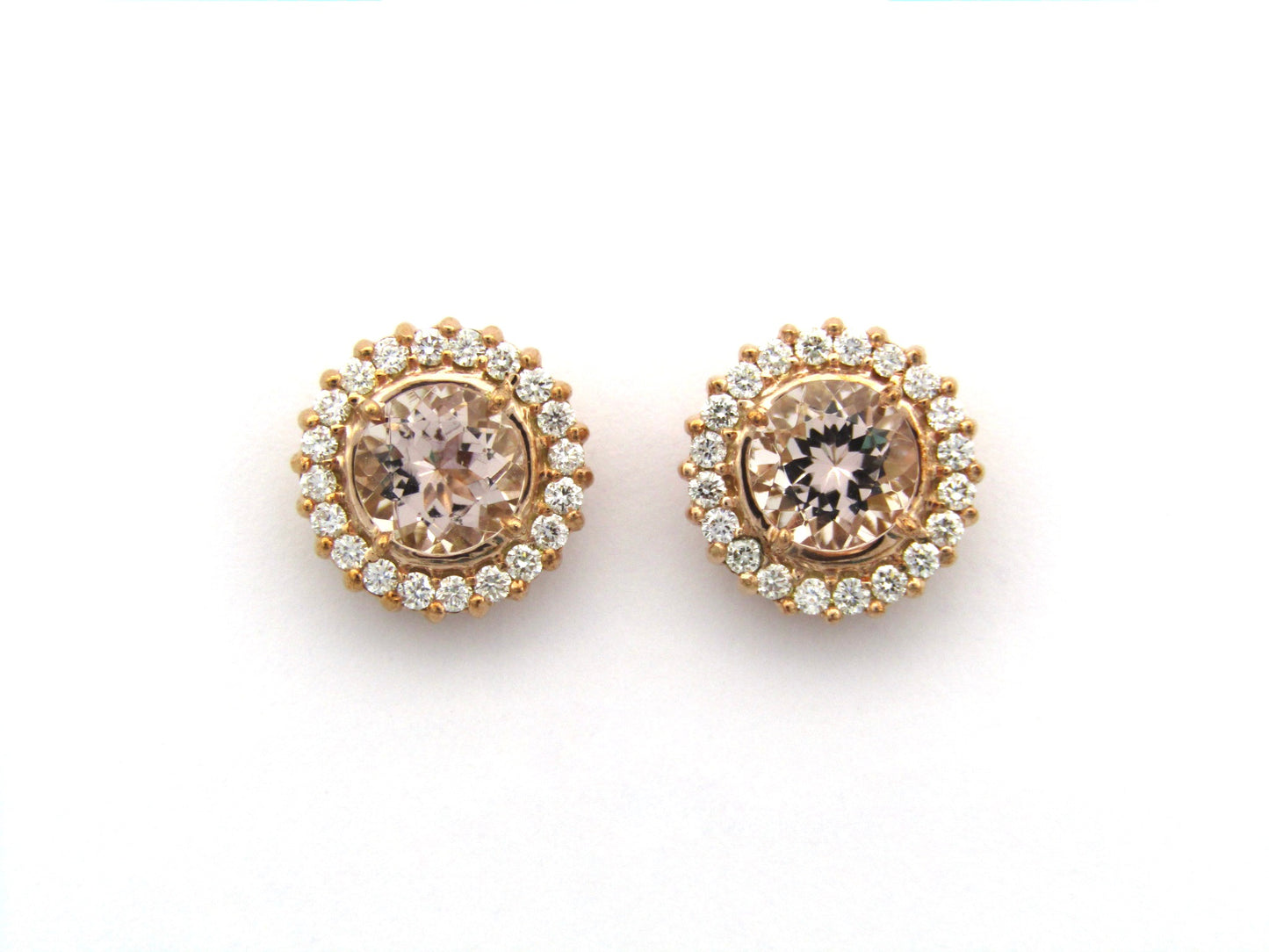 9K gold morganite and diamond earrings.
