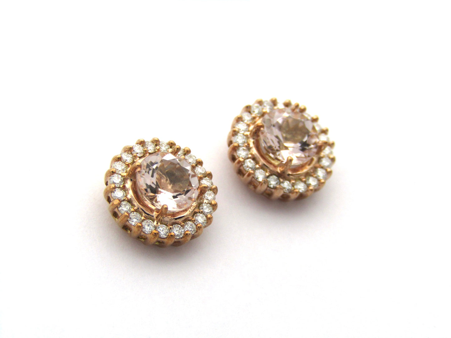 9K gold morganite and diamond earrings.