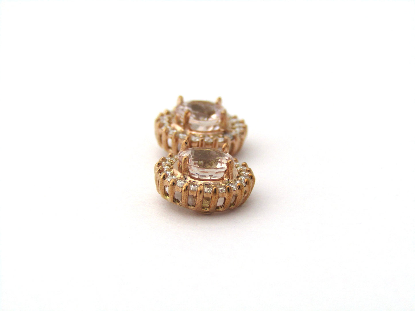 9K gold morganite and diamond earrings.