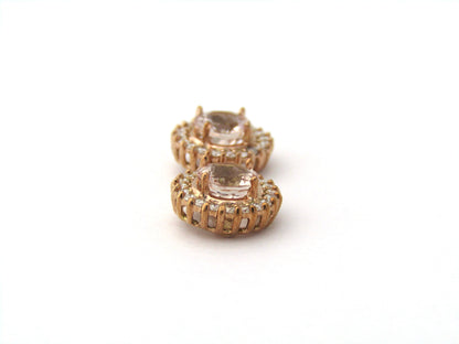 9K gold morganite and diamond earrings.