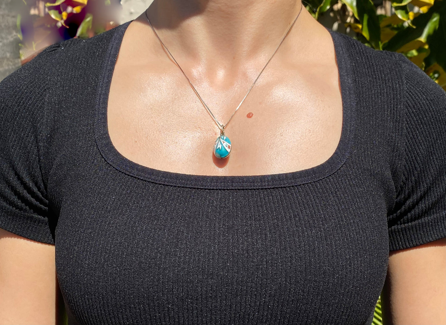 Russian silver enamel egg pendant, circa 1960's