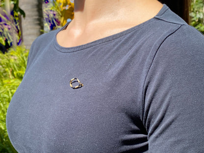 14K gold enamel and seed pearl Edwardian brooch, circa 1900's.