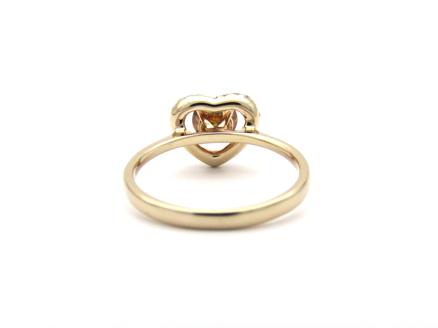 18K gold Orange diamond halo ring.