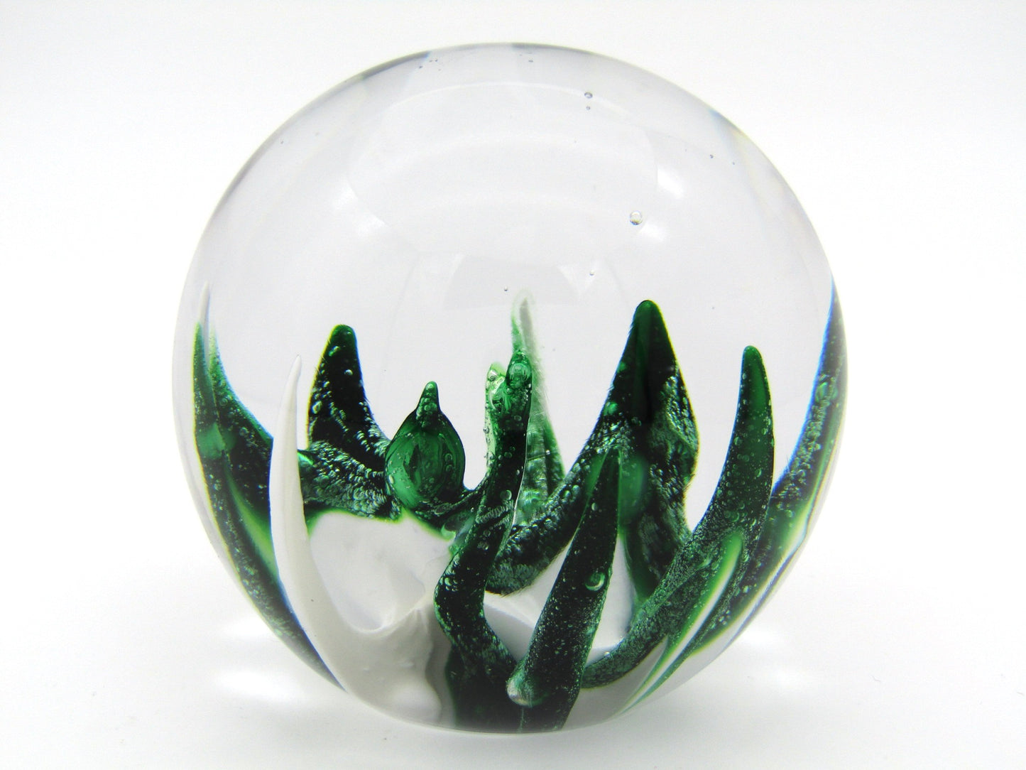 Wedgwood Green & White Art Glass paperweight, Circa 1970's.