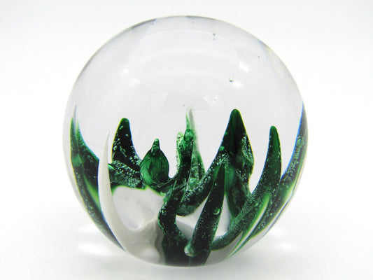 Wedgwood Green & White Art Glass paperweight, Circa 1970's.