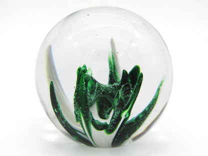 Wedgwood Green & White Art Glass paperweight, Circa 1970's.