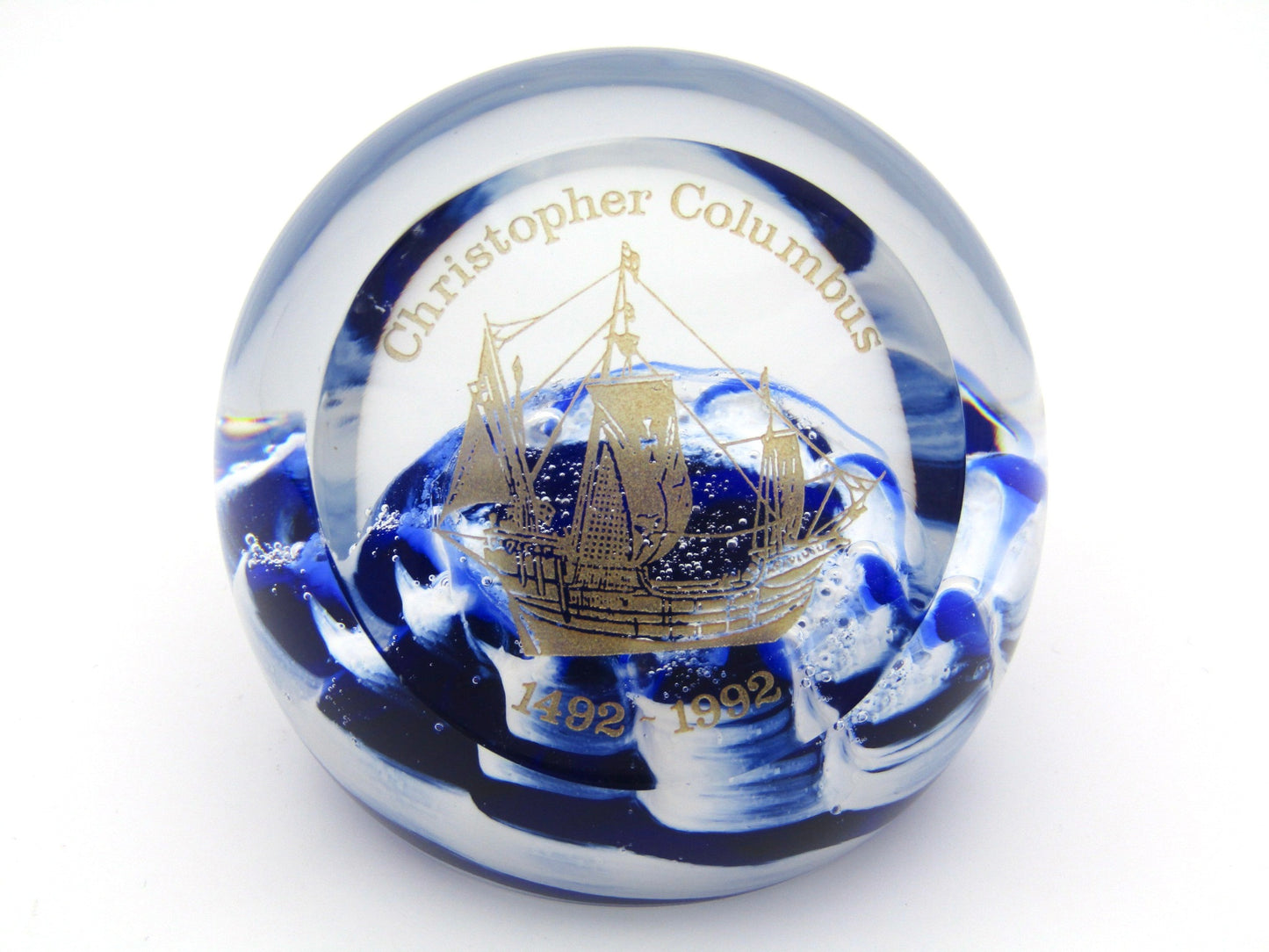 Caithness 'Christopher Columbus' Limited Edition Art Glass paperweight Circa 1990's.