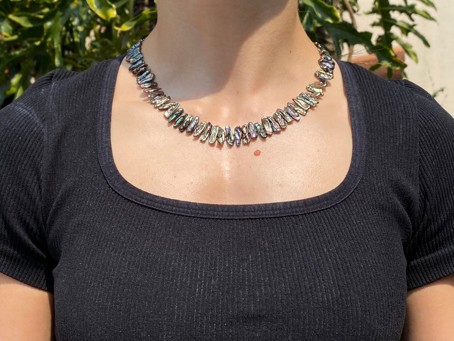 14K gold freshwater pearl necklace.