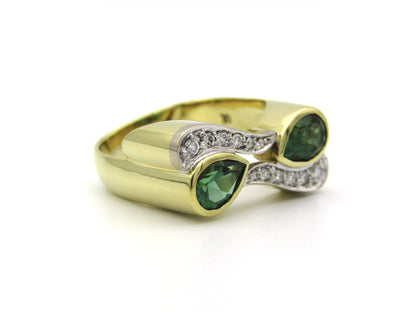 18K gold tourmaline and diamond ring by Uwe Koetter, circa 1990.