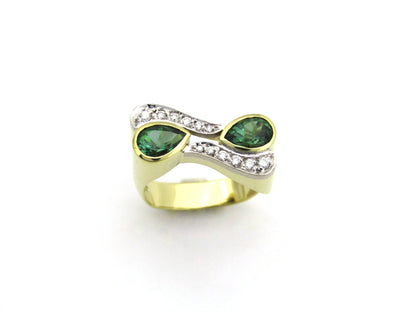18K gold tourmaline and diamond ring by Uwe Koetter, circa 1990.