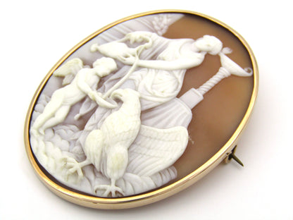 18K gold French conch shell cameo brooch, circa 1860.