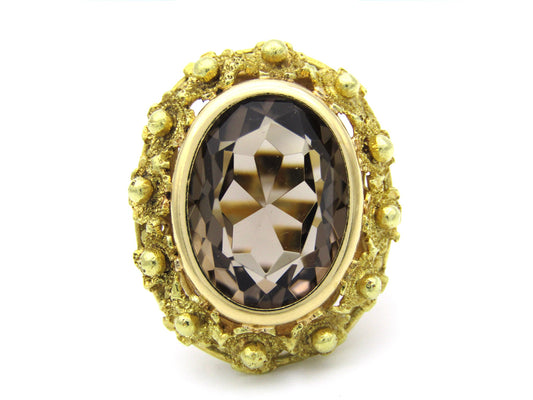 18K gold Italian smoky quartz ring.