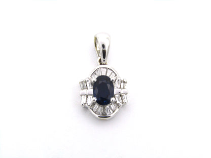 18K gold sapphire and diamond pendant.