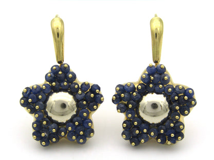 18K gold sapphire flower earring by Le Gi of Italy, circa 1990.