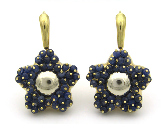18K gold sapphire flower earring by Le Gi of Italy, circa 1990.