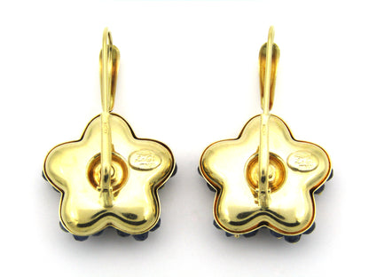 18K gold sapphire flower earring by Le Gi of Italy, circa 1990.
