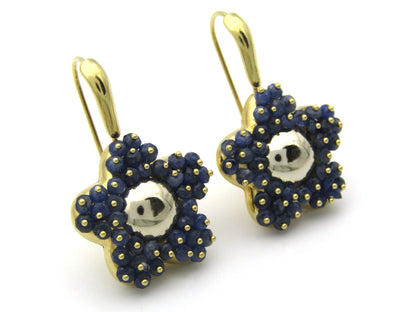 18K gold sapphire flower earring by Le Gi of Italy, circa 1990.