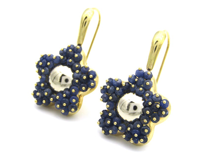 18K gold sapphire flower earring by Le Gi of Italy, circa 1990.