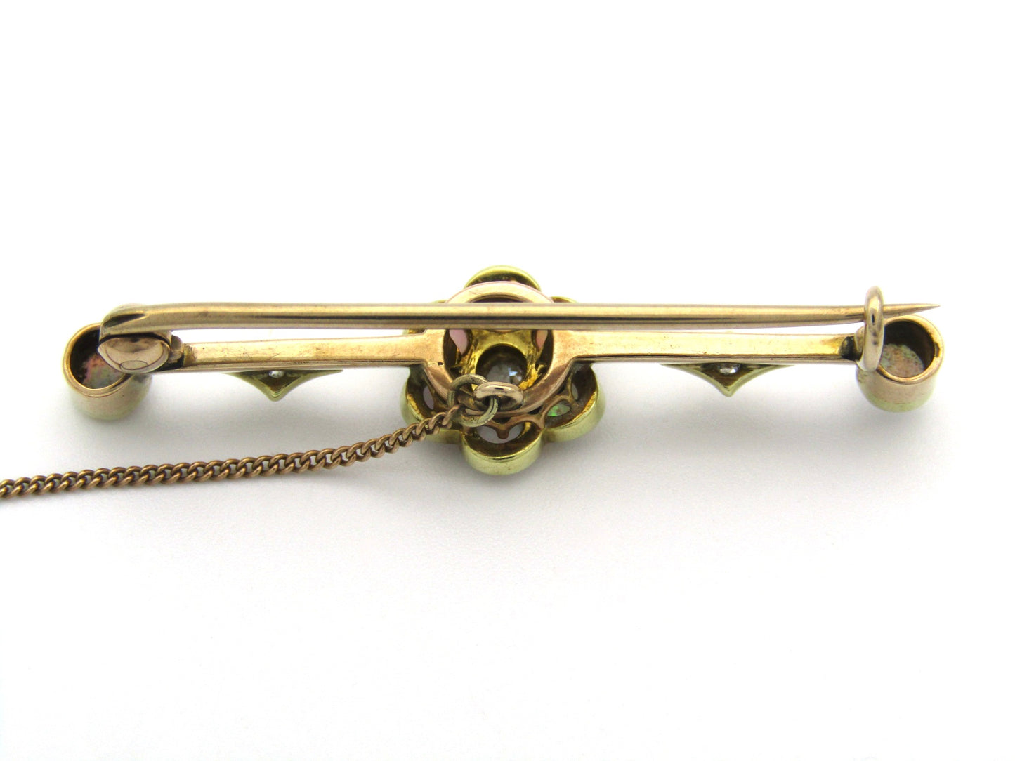 Edwardian 9K gold opal and diamond bar brooch, Circa 1905.