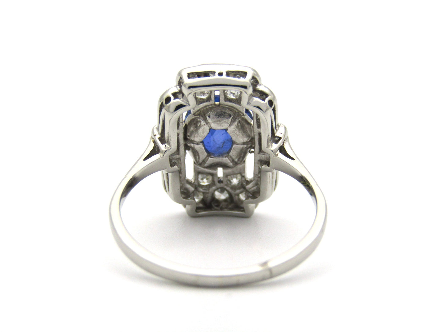 Platinum Art Deco sapphire and diamond ring.