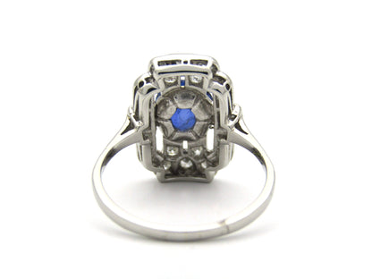 Platinum Art Deco sapphire and diamond ring.