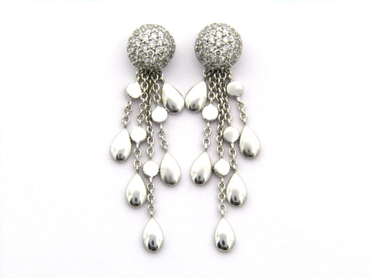 18K gold diamond dangle earrings.