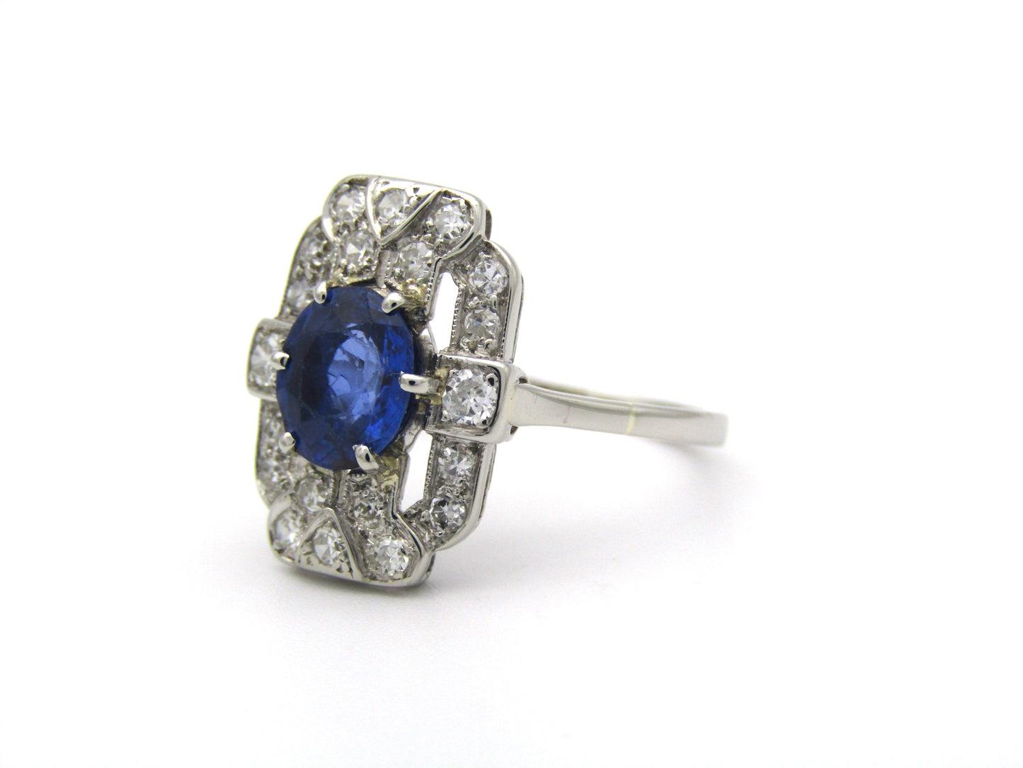 Platinum Art Deco sapphire and diamond ring.