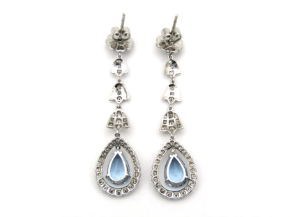 18K gold aquamarine and diamond drop earrings.