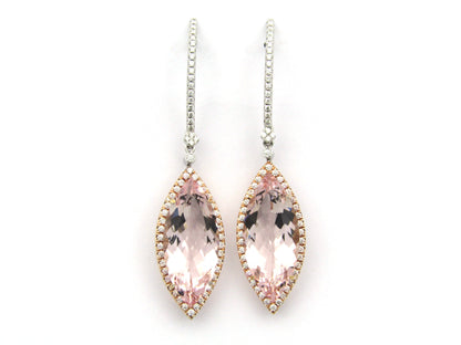 Platinum and 14K gold morganite and diamond earrings by M&V Vanguard & Co.
