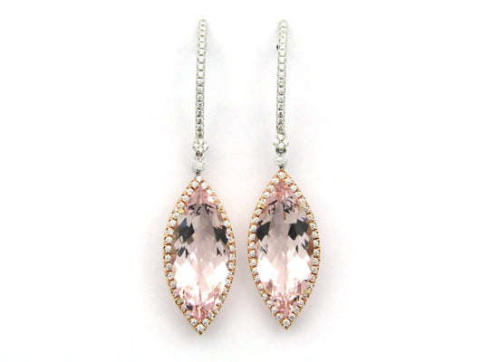 Platinum and 14K gold morganite and diamond earrings by M&V Vanguard & Co.