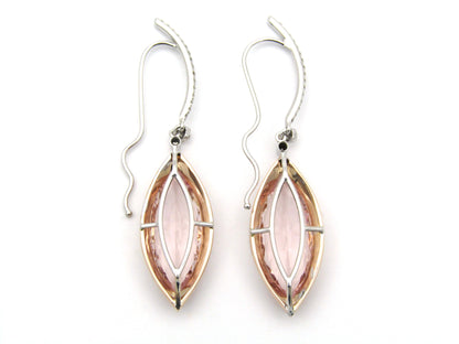 Platinum and 14K gold morganite and diamond earrings by M&V Vanguard & Co.