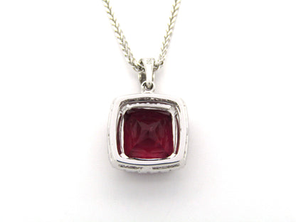 18K gold rubellite tourmaline and diamond pendant.