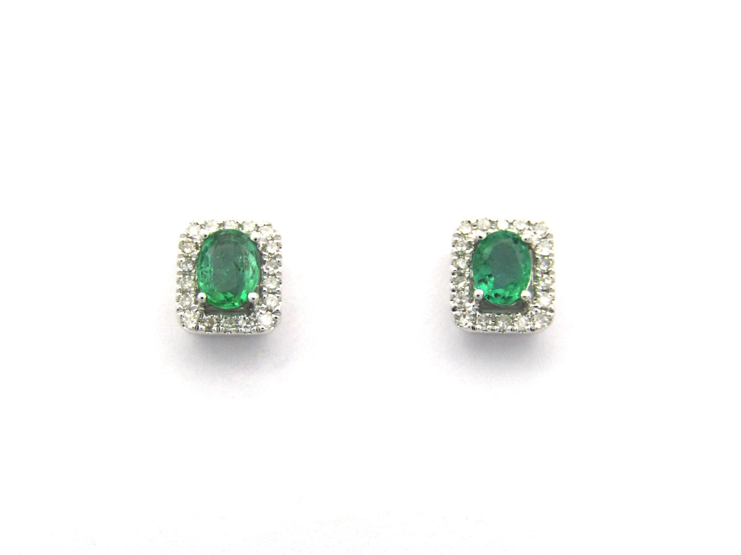 9K gold emerald and diamond earrings.