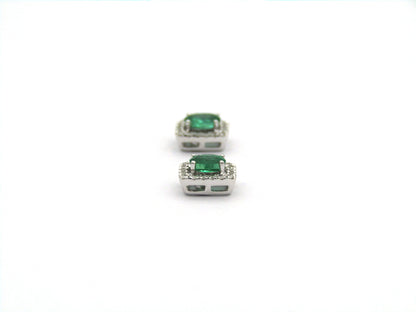 9K gold emerald and diamond earrings.