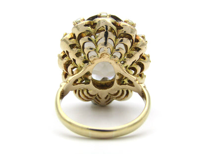 9K gold smoky quartz and pearl ring by Zeeta, circa 1950's.