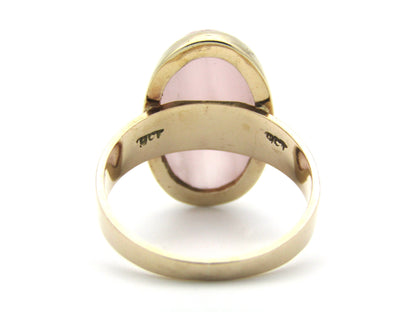 9K gold rose quartz ring, circa 1960's.