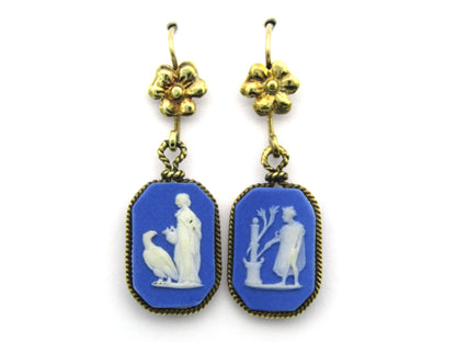 14K gold Wedgwood earrings, circa 1940's.