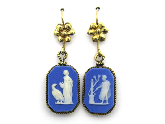 14K gold Wedgwood earrings, circa 1940's.