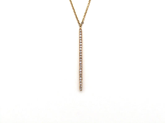 9K gold diamond bar necklace.