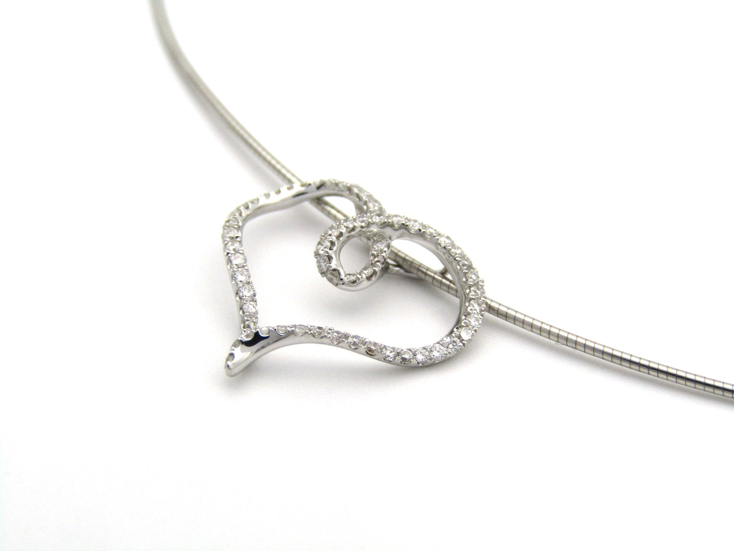 18K gold diamond heart slide pendant.