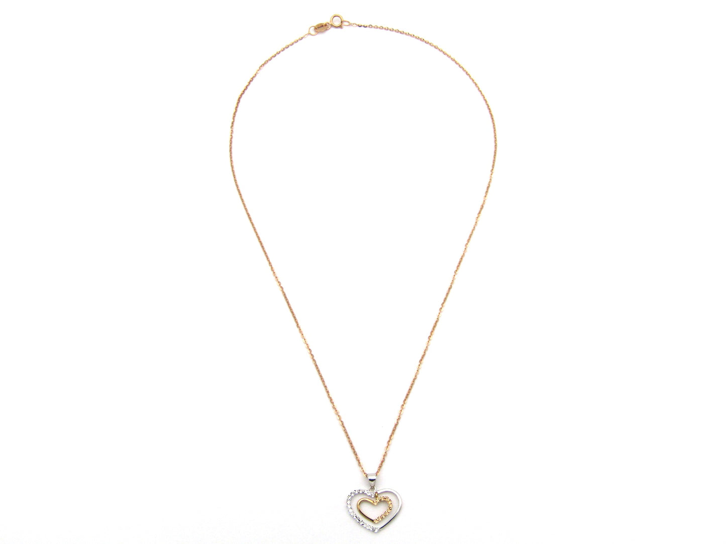 18K gold double-heart pendant.