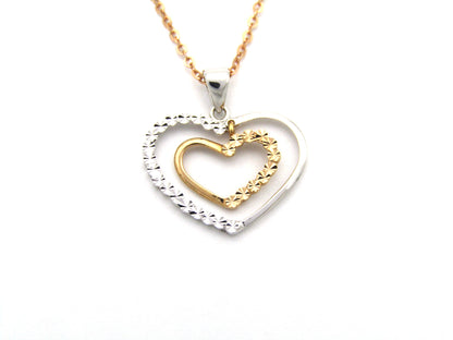 18K gold double-heart pendant.