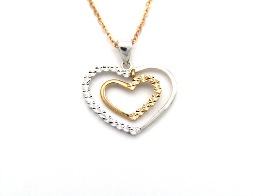 18K gold double-heart pendant.
