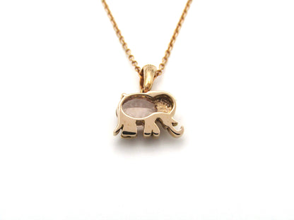 18K gold morganite and diamond elephant pendant.