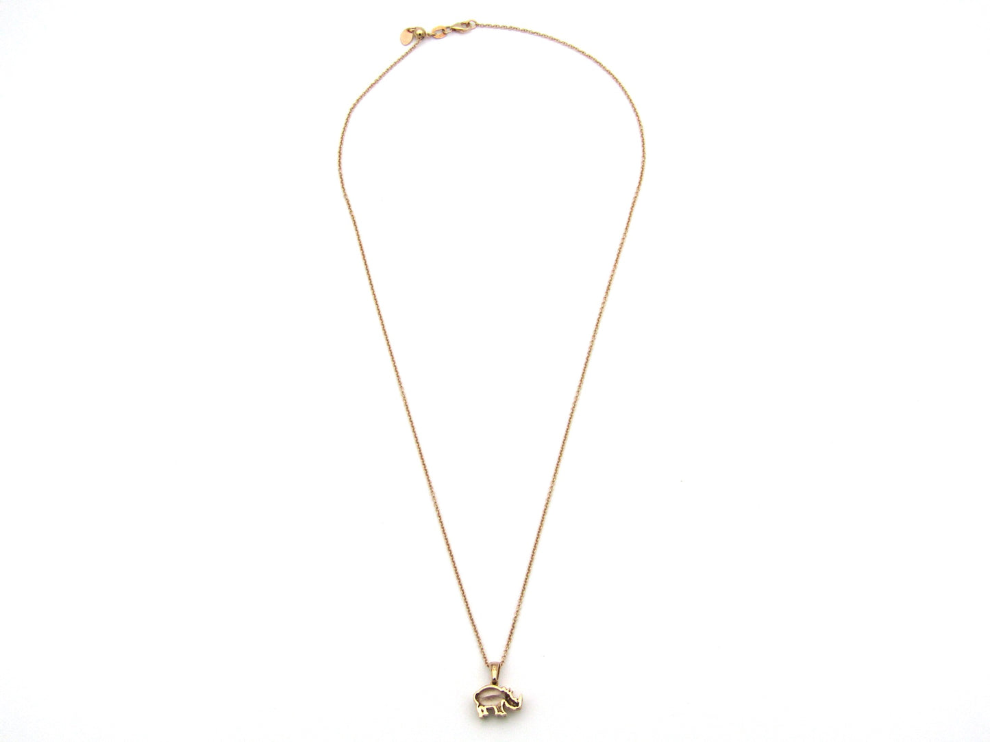 18K gold morganite and diamond rhino pendant.
