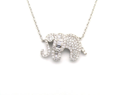 18K gold diamond elephant necklace.