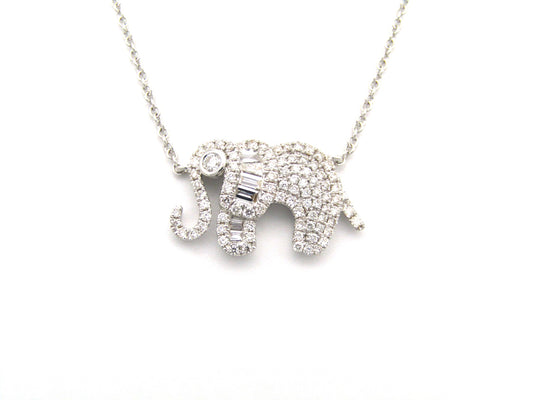 18K gold diamond elephant necklace.