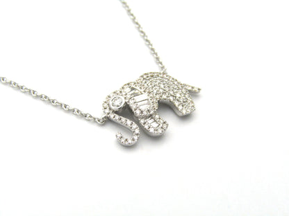 18K gold diamond elephant necklace.