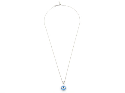 9K gold blue topaz and diamond pendant.