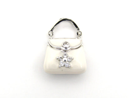 14K gold enamel and diamond handbag pendant.
